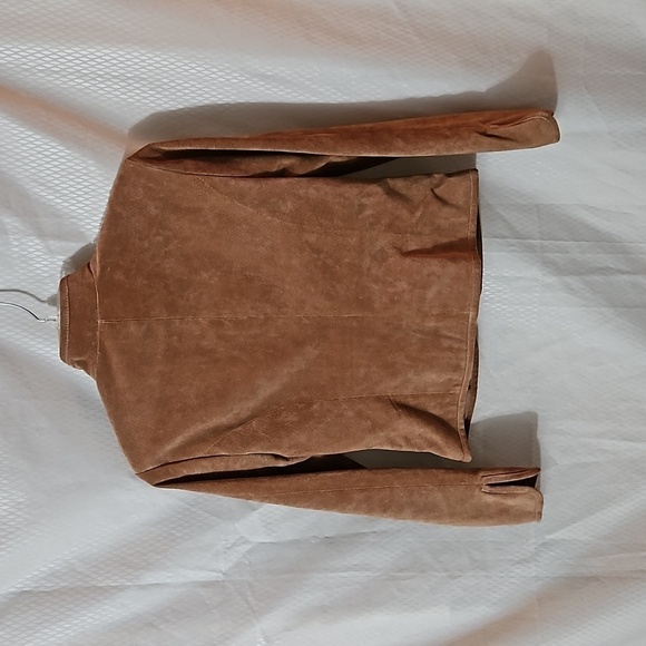 Live a Little 100% Leather Suede Jacket sz SP Tan Pre-owned - Picture 5 of 8